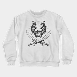 Tiger Face and Arabian Swords Crewneck Sweatshirt